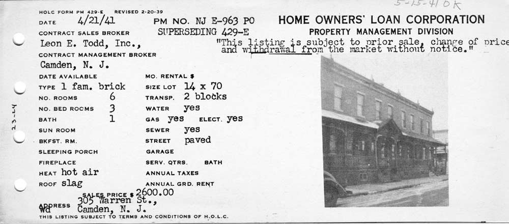 305 Warren Avenue, 1941 real estate listing photo