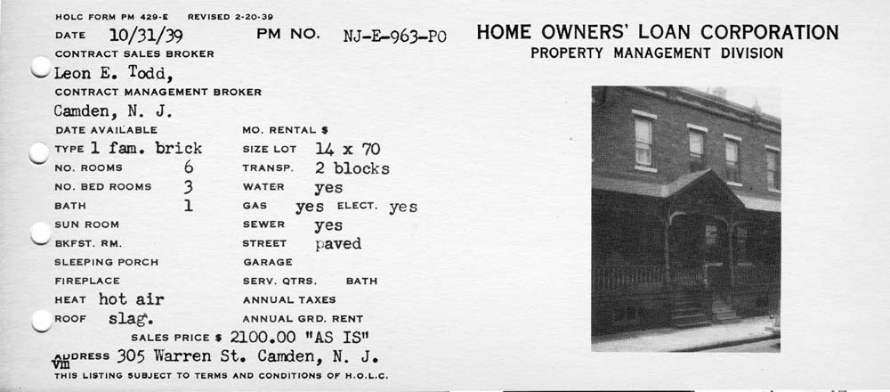 305 Warren Avenue, 1939 real estate listing photo