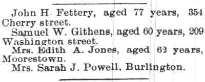 209 Washington Street — Samuel W. Githens, Camden Post-Telegram, November 24, 1895