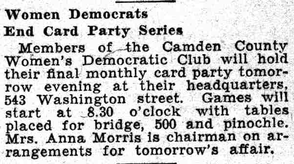543 Washington Street — Camden County Women's Democratic Club, Camden Courier-Post, June 15, 1932