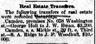 656 Washington Street — George M. Holl, Camden Daily Telegram, October 14, 1895