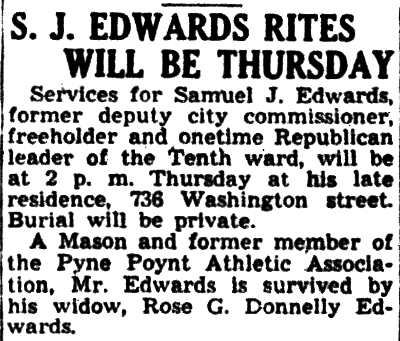 736 Washington Street — Samuel J. Edwards & Family, Camden Courier-Post, March 9, 1943