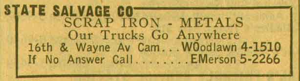 State Salvage Co — Scrap Iron & Metals, 1955