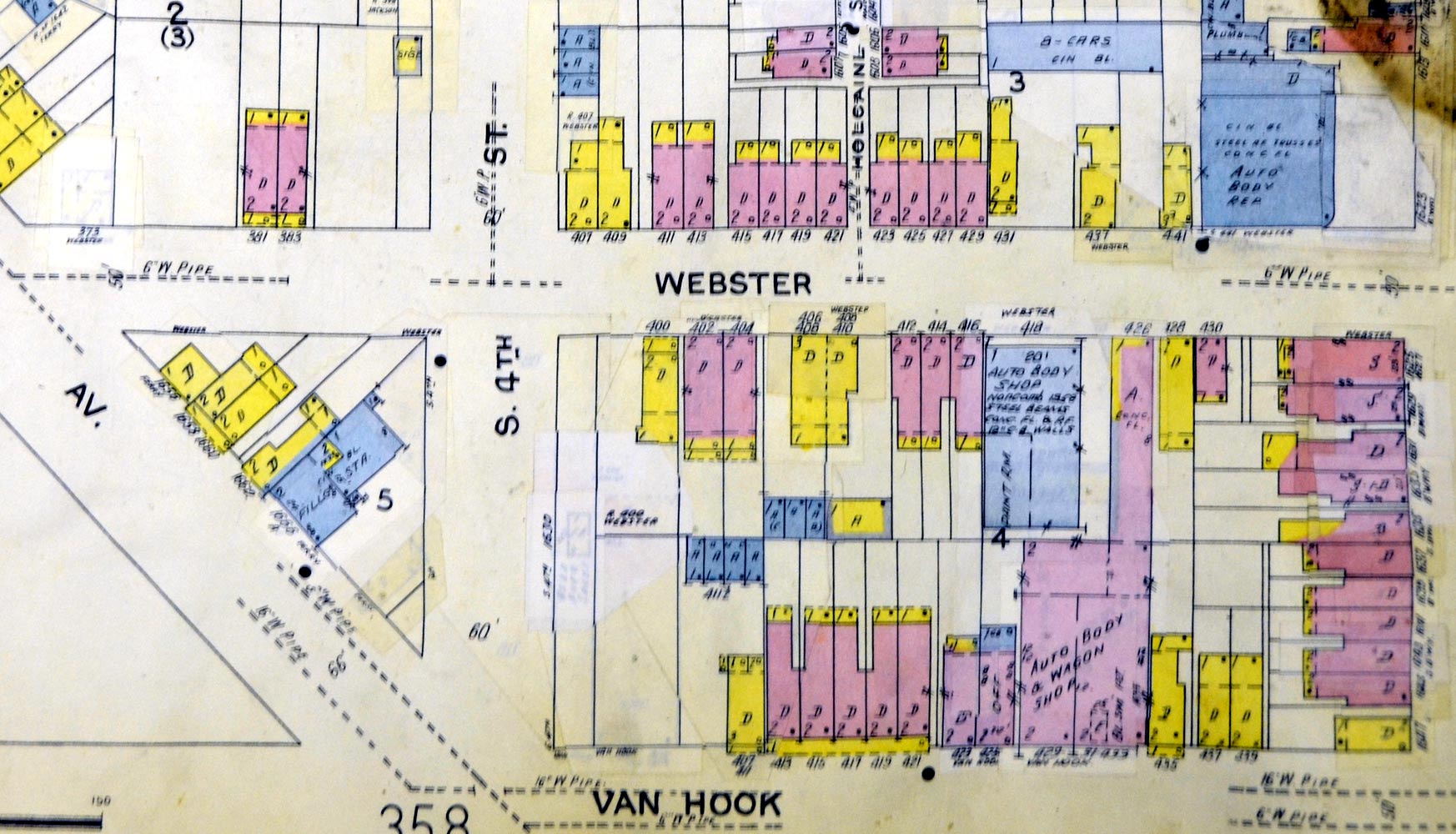 1962 Sanborn fire insurance map showing Webster Street in Camden, NJ