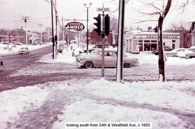 Looking north from 34th Street and Westfield Avenue, circa 1955