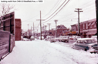 Looking north from 34th Street and Westfield Avenue, circa 1955