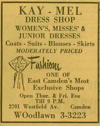 Kay-Mel Shop at 2701–2703 Westfield Avenue, 1955