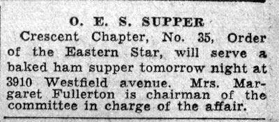 Crescent Chapter No. 35 Order of the Eastern Star at 3910 Westfield Avenue, Camden Courier-Post, June 9, 1933