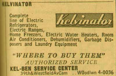 Kel-Ben Service Center at 3902 Westfield Avenue, 1955 NJ Bell Yellow Pages