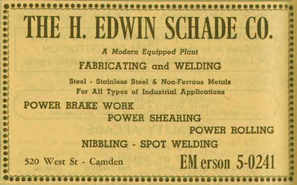 520 West Street — H. Edwin Schade Company, 1955 NJB Yellow Pages