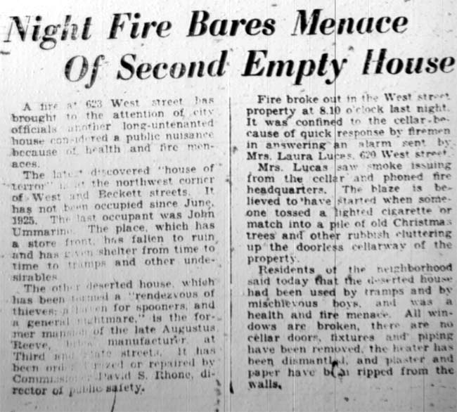 623 West Street — fire January 27, 1928