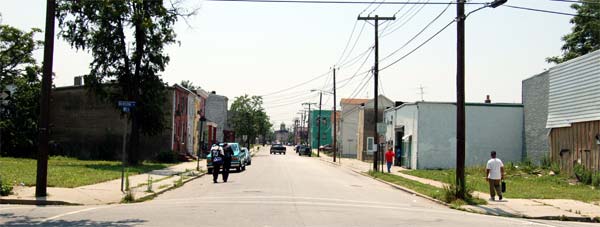Looking south from Benson Street on West Street, July 3, 2006
