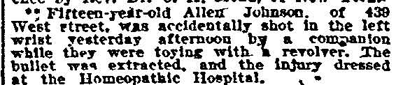 Allen Johnson shooting item, Philadelphia Inquirer February 27, 1908