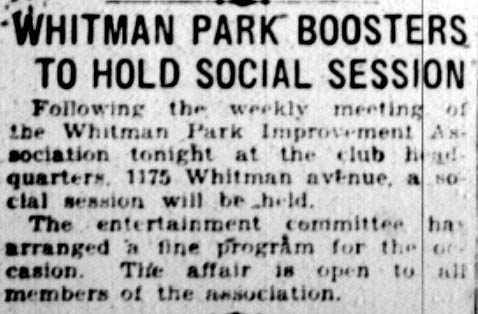 Whitman Park Boosters to Hold Social Session, Camden Courier-Post, January 9, 1928