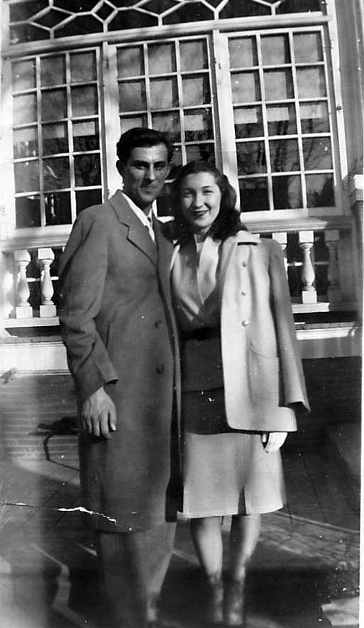 Lillian (Switzent) and Herb Korman in front of 1514 Wildwood Avenue, circa 1947