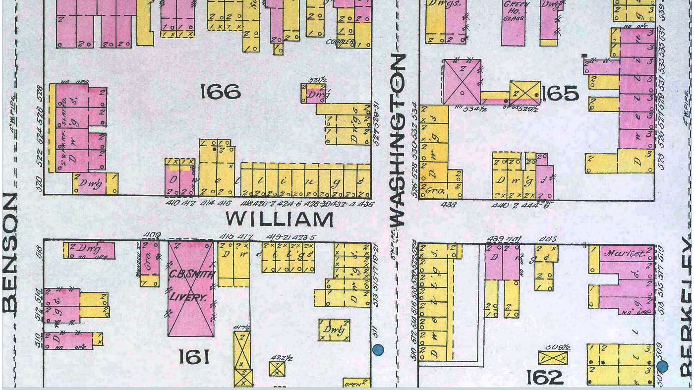 1885 Sanborn fire insurance map showing William Street