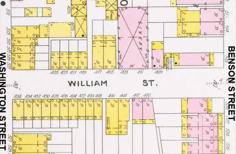 1906 Sanborn fire insurance map showing William Street