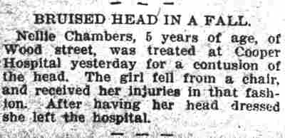 Bruised Head in a Fall — Camden Daily-Courier, July 29, 1908