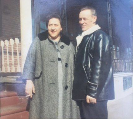 Ed and Helen Grochowski on the porch at 679 Woodland Avenue