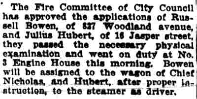 Fire Committee Approves Russell Bowen, Camden Post-Telegram, January 21, 1918