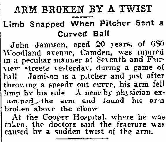 Arm Broken by a Twist, Philadelphia Inquirer, September 13, 1903