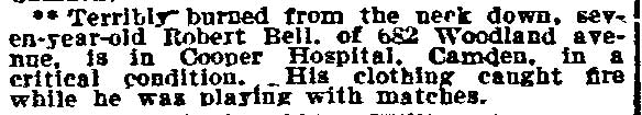 Robert Bell, 682 Woodland Avenue, Philadelphia Inquirer, July 31, 1909