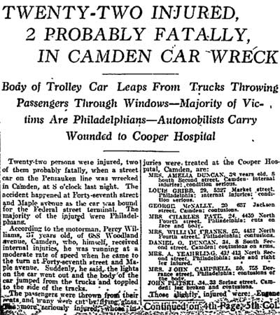 Percy Williams, 688 Woodland Avenue, Philadelphia Inquirer, September 10, 1917