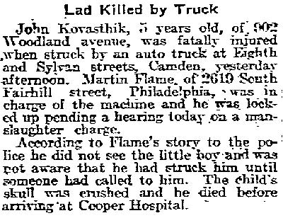 John Kovasthik, 902 Woodland Avenue, Philadelphia Inquirer, March 20, 1918