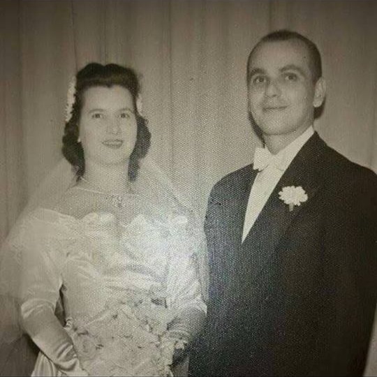 Peter and Mary Zurinski Pitner wedding, 1951, 930 Woodland Avenue