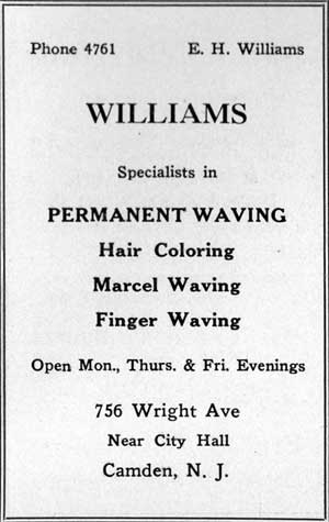 Williams — Specialists in Permanent Waving — 756 Wright Avenue, Camden — Camden High School Purple and Gold Yearbook, June 1932