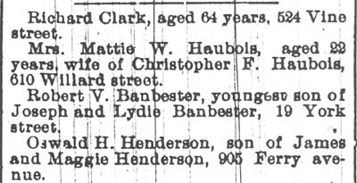 524 Vine Street — Richard Clark, Camden Post-Telegram March 25, 1896