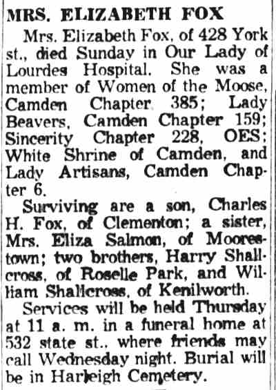 Edward J. Fox & Sons — 428 York Street — Camden Courier-Post, May 19, 1959
