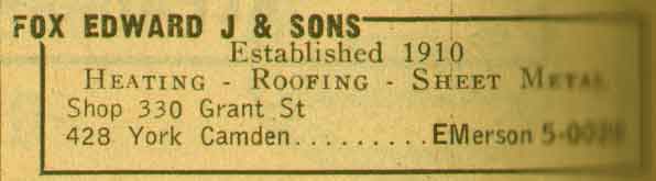 Edward J. Fox & Sons — 428 York Street — NJB Yellow Pages 1955
