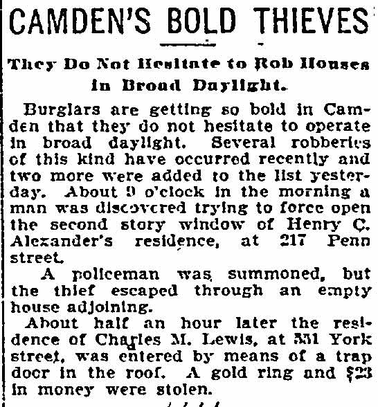 Camden’s Bold Thieves - Philadelphia Inquirer, June 23, 1896