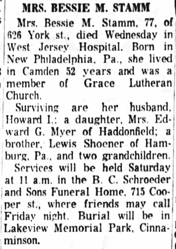 626 York Street — Howard I. Stamm & Family — Camden Courier-Post, May 15, 1962
