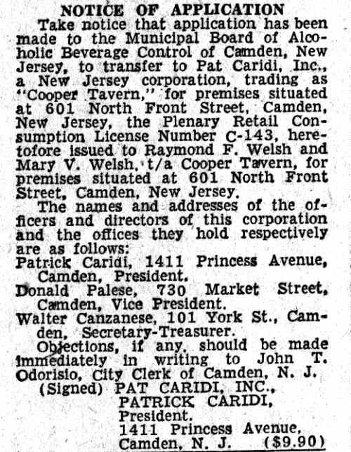 Cooper Tavern — Camden Courier-Post, November 25, 1955