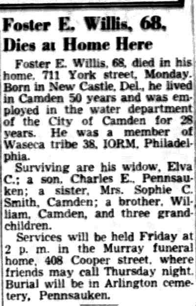 711 York Street — Foster E. Willis & Family — Camden Courier-Post, November 6, 1951