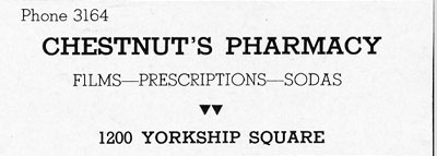 Chestnut's Pharmacy — 1200 Yorkship Square — Camden High School Purple and Gold Yearbook, 1940
