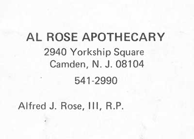 Al Rose Apothecary — 2940 Yorkship Square — Fire Watch Magazine, Spring 1977