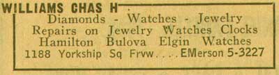 Williams Chas. H. — Jeweler — 1188 Yorkship Square — NJB Yellow Pages 1955