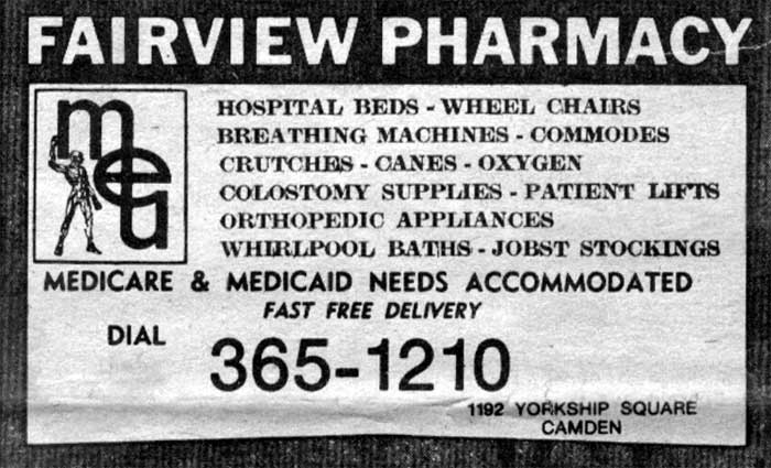 Fairview Pharmacy — 1192 Yorkship Square — Camden County Record, November 25, 1976