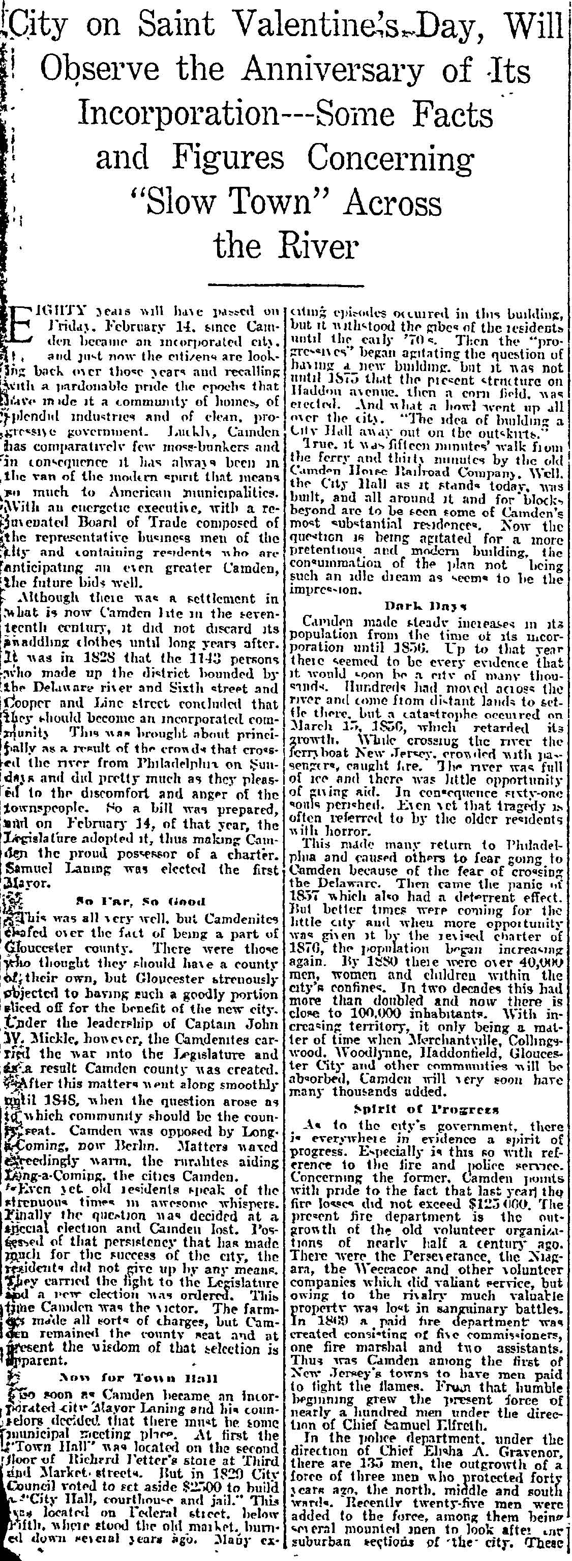 Camden, Now Eighty Years Old, Is Proud of Its Wonderful Growth - Philadelphia Inquirer, February 2, 1908