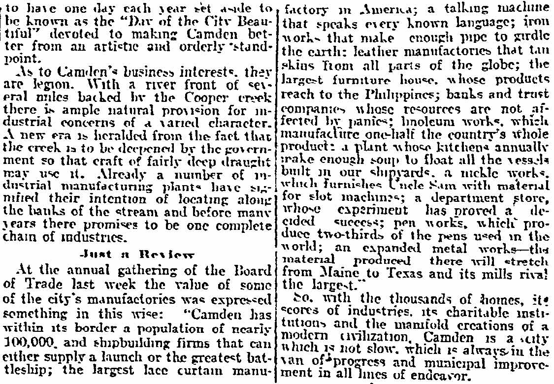 Camden, Now Eighty Years Old, Is Proud of Its Wonderful Growth - Philadelphia Inquirer, February 2, 1908