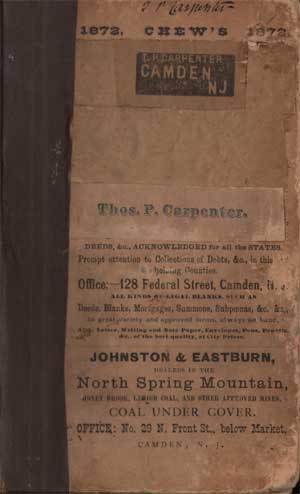 1872 Camden City Directory — front outer cover