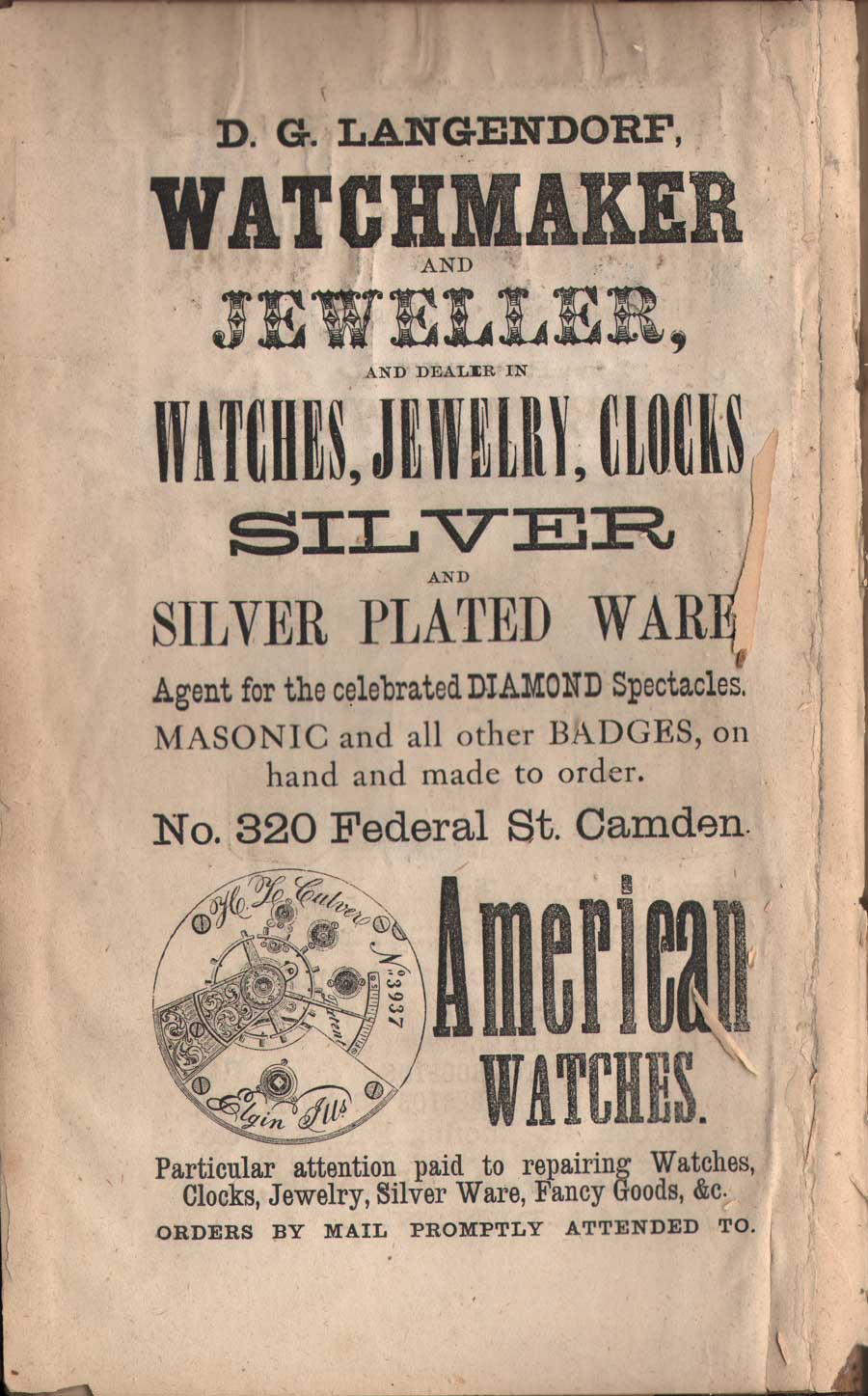 1872 Camden City Directory — advertisement
