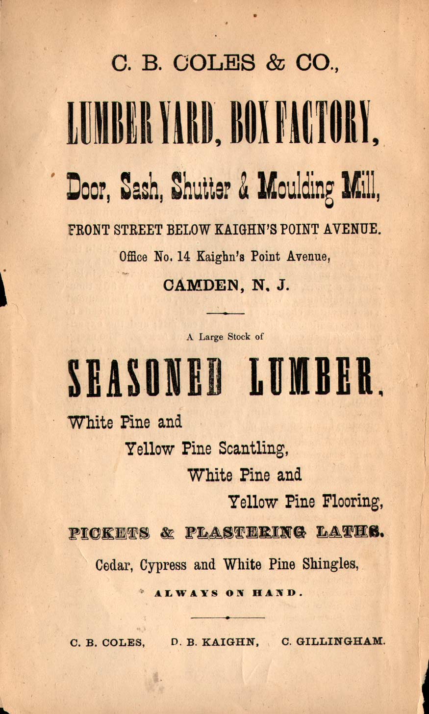 1872 Camden City Directory — advertisement