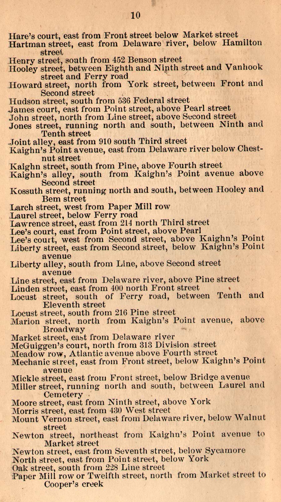 1872 Camden City Directory — streets index, pages 7–8