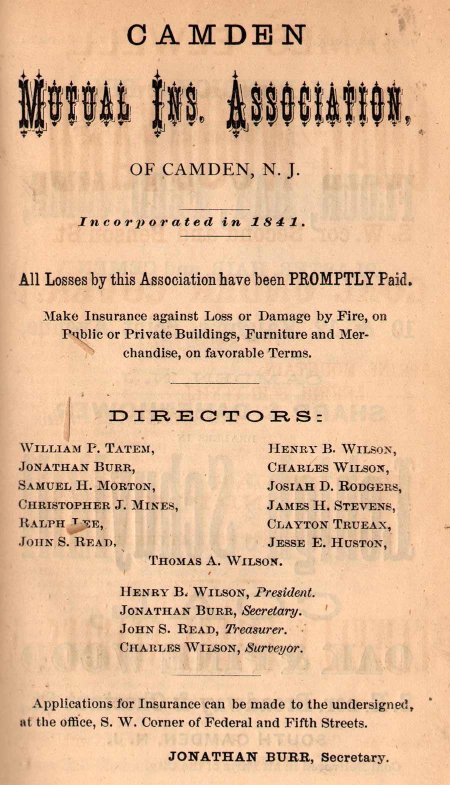 1872 Camden City Directory — advertisement