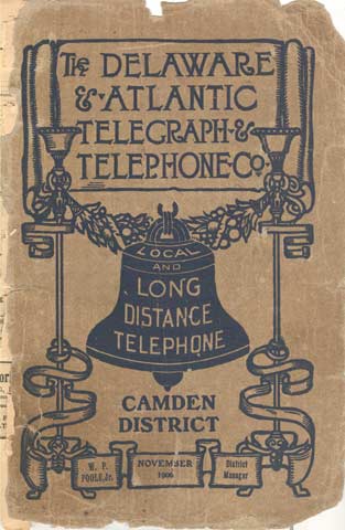 Delaware & Atlantic Telegraph & Telephone Directory, Camden District, 1906 — front cover