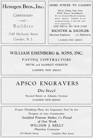 Business advertisements from the 1928 Centennial Mirror of Camden, N.J.